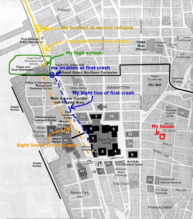 David's map shows the location of his home, school and escape route on September 11, 2001