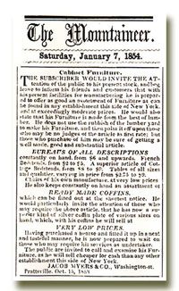 Click to see a larger copy of the 1854 advertisement