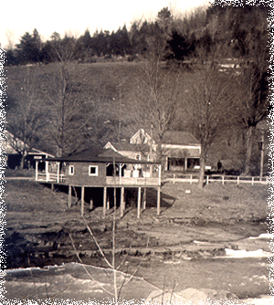 The Chatfield family teahouse over Schoharie River in the 1920's.  Click on the image to see a bigger view.