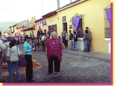 Barbara is just ahead of the Roman army ... it is a little after 6 a.m. on Good Friday ... click for a large image