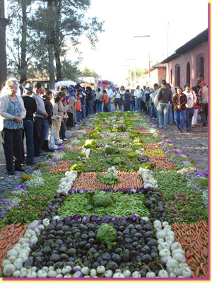 The carpet in front of the San Sebastian park is made, each year, of different vegetables ... click to see a large image