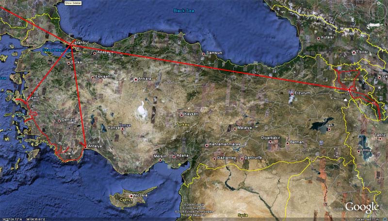 This is the itinerary of our trip to Armenia and Turkey September-October2009.  This page will take you through the trip and take you to many photos.