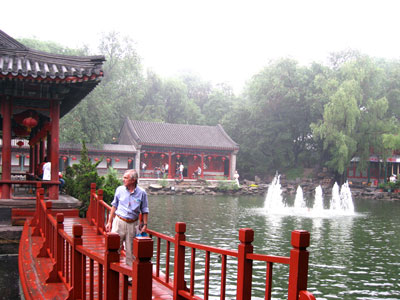 A bridge to a "floating pavilion" in Price Gong's gardens ... cllick to see a large image