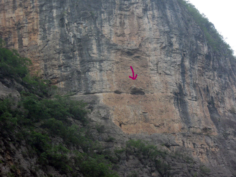 Here you can see the 2,500 year-old coffin, high above the river ... click to see a larger image