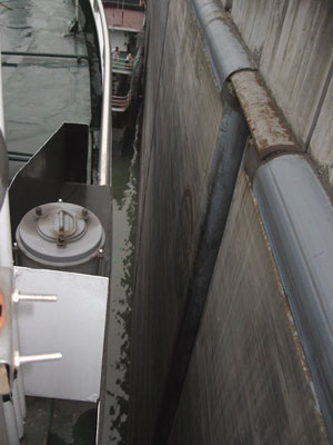 It's pretty tightly packed in the locks, only inches separate the ships ... click to see a much larger image 
